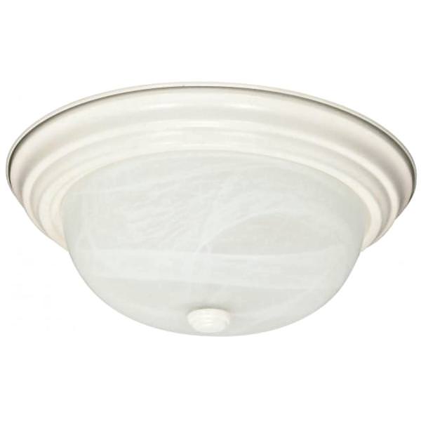 2 Light 11" Textured White Alabaster Glass Shade Ceiling Light Fixture