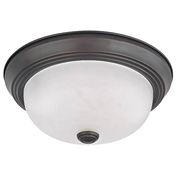 2 Light 11" Mahogany Bronze Frosted White Glass Shade Ceiling Light Fixture