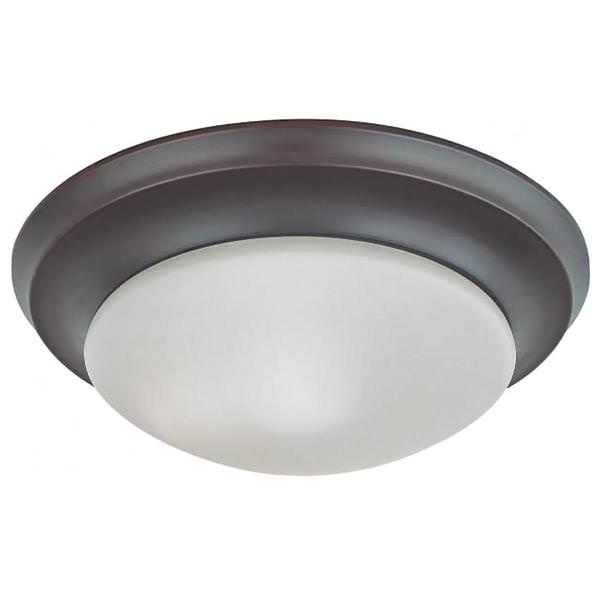 1 Light 11" Mahogany Bronze Frosted White Shade Ceiling Light Fixture
