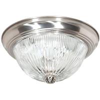 Nuvo Lighting 2 Light 11" Brushed Nickel Clear Ribbed Shade Ceiling Light Fixture