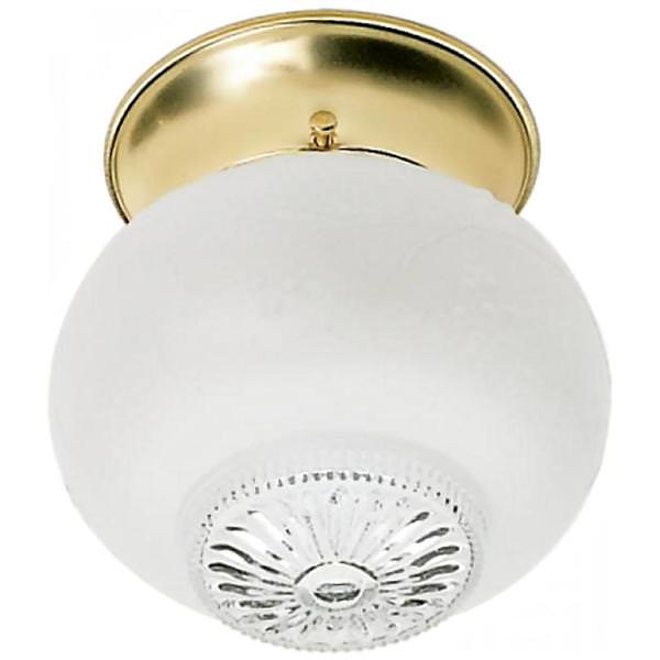 1 Light 6" Polished Brass Clear Bottom Squat Ball Shade Ceiling Light Fixture