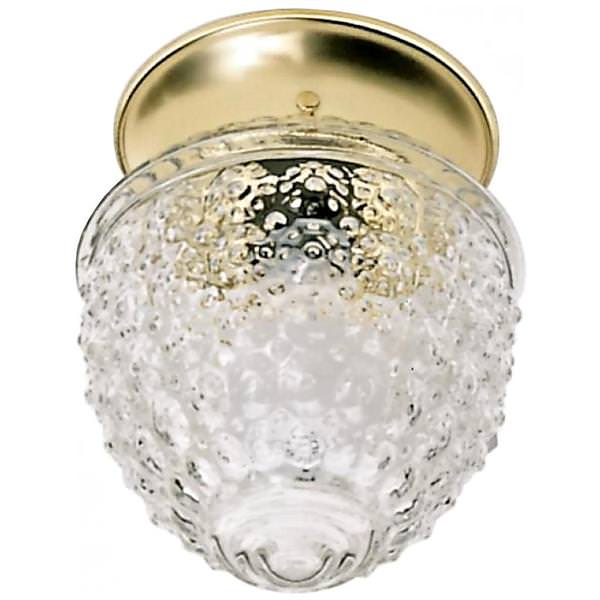 1 Light 6" Polished Brass Clear Pineapple Glass Shade Ceiling Light Fixture