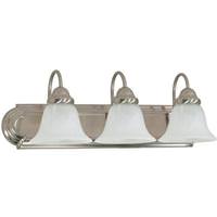 Nuvo Lighting 3 Light Brushed Nickel Alabaster Glass Bell Shades Vanity Light Fixture