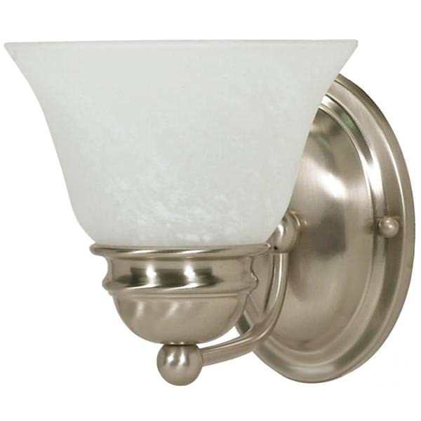 1 Light Brushed Nickel Alabaster Glass Bell Shades Vanity Light Fixture