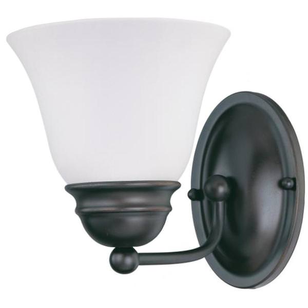 1 Light 7" Mahogany Bronze Frosted White Glass Shade Vanity Light Fixture