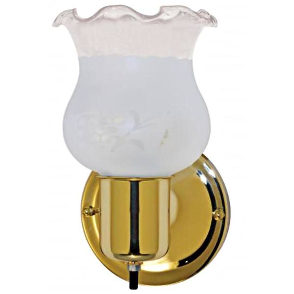 1 Light Polished Brass Frosted Grape Glass Shade Vanity with On/Off Switch