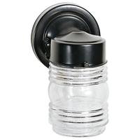 Nuvo Lighting 1 Light 6" Black Clear Ribbed Mason Jar Glass Shade Wall Fixture