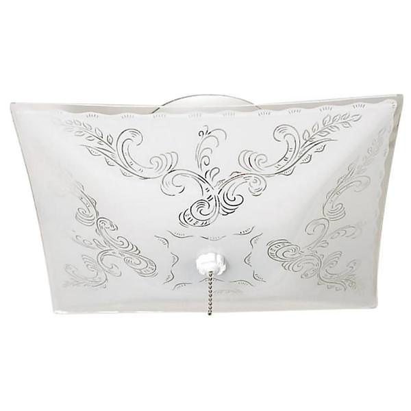 2 Light 12" White Floral Glass Shade Ceiling Light Fixture with Pull Chain