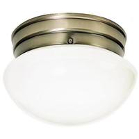 Nuvo Lighting 1 Light 8" Round Antique Brass Mushroom Glass Shade Ceiling Fixture