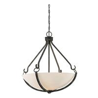 View 4 Light Iron Black Frosted Glass Shade Pendant Light Fixture