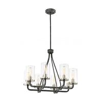 Nuvo Lighting 8 Light Iron Black Clear Glass Shades Chandelier Light Fixture