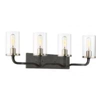 Nuvo Lighting 4 Light Iron Black Clear Glass Shade Vanity Light Fixture