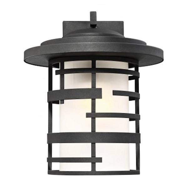 1 Light 11" Textured Black Etched Glass Shade Wall Light Fixture