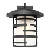 View 1 Light 11" Textured Black Etched Glass Shade Wall Light Fixture