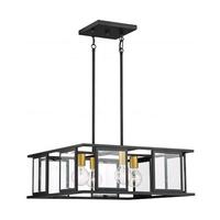 View 4 Light Black Clear Beveled Glass Shades Pendant Light Fixture