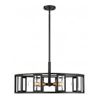 View 5 Light Black Clear Beveled Glass Shade Pendant Light Fixture