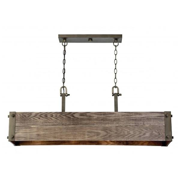 4 Light Old Wood Panels Pendant Light Fixture