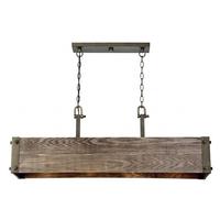 View 4 Light Old Wood Panels Pendant Light Fixture