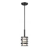 View 1 Light Textured Black Etched Glass Shade Mini Pendant Light Fixture