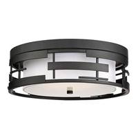 View 3 Light Textured Black White Fabric and Etched Glass Shade Opal Diffuser Ceiling Light Fixture