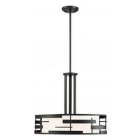 View 3 Light Textured Black White Fabric and Etched Glass Shade Opal Diffuser Ceiling Light Fixture