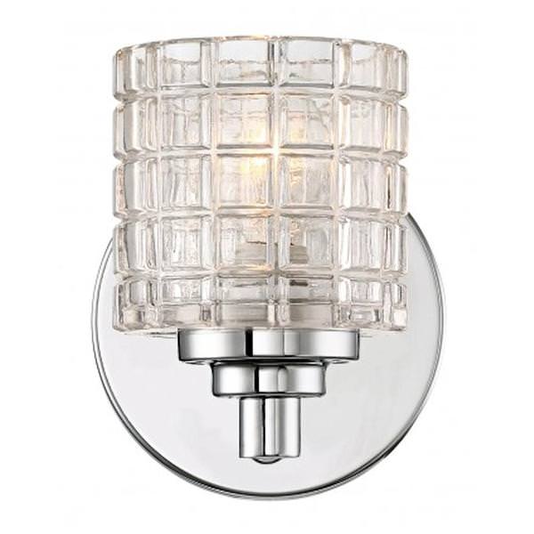 1 Light Polished Nickel Clear Glass Shade Vanity Light Fixture