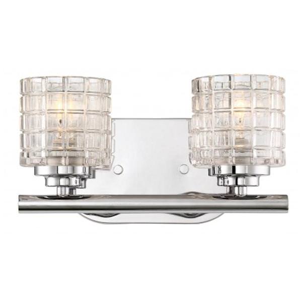 2 Light Polished Nickel Clear Glass Shade Vanity Light Fixture