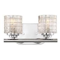 View 2 Light Polished Nickel Clear Glass Shade Vanity Light Fixture