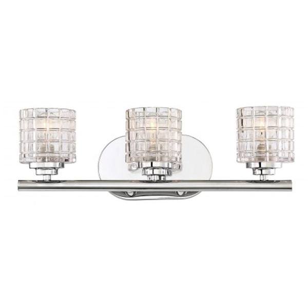 3 Light Polished Nickel Clear Glass Shade Vanity Light Fixture