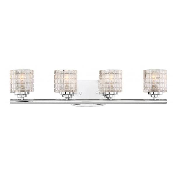 4 Light Polished Nickel Clear Glass Shade Vanity Light Fixture