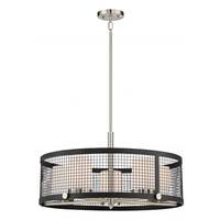 View 5 Light Black White Glass Shade Pendant Light Fixture