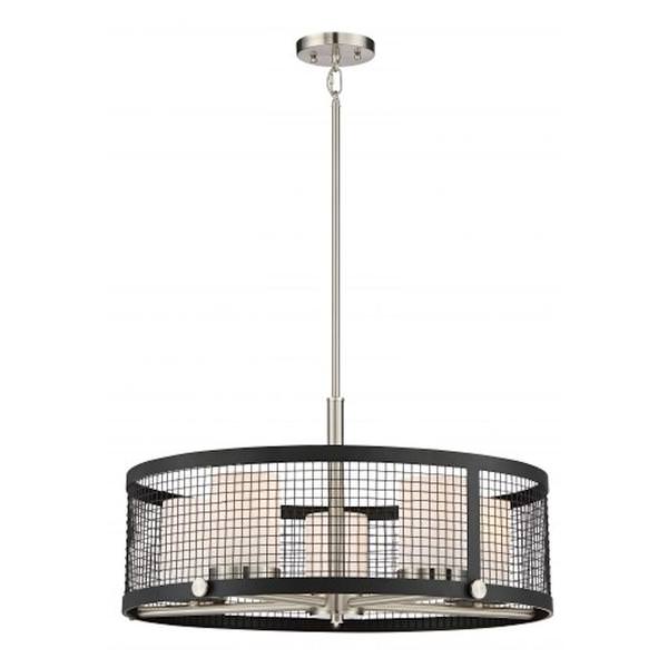 4 Light Black White Glass Shade Island Pendant Light Fixture