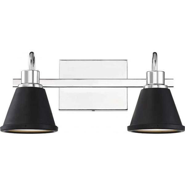 2 Light 24 watt 120 volt 3000K Polished Nickel Matte Black Metal Shade Vanity Light Fixture