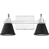 Nuvo Lighting 2 Light 24 watt 120 volt 3000K Polished Nickel Matte Black Metal Shade Vanity Light Fixture