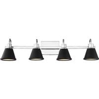 Nuvo Lighting 4 Light 48 watt 120 volt 3000K Polished Nickel Matte Black Metal Shade Vanity Light Fixture
