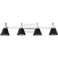 View 4 Light 48 watt 120 volt 3000K Polished Nickel Matte Black Metal Shade Vanity Light Fixture