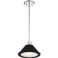 View 1 Light 12 watt 120 volt 3000K Natural White Polished Nickel Matte Black Metal Shade LED Mini Pendant