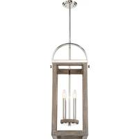 Nuvo Lighting 4 Light Driftwood with Polished Nickel Accents Pendant Light Fixture
