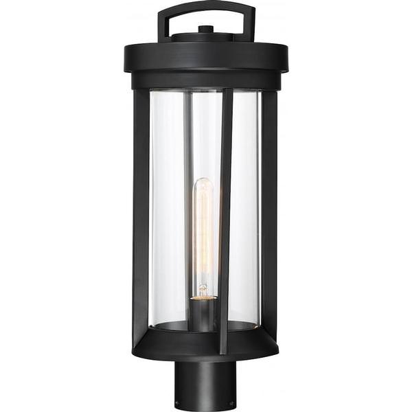 1 Light Aged Bronze Clear Glass Shade Post Top Lantern Fixture