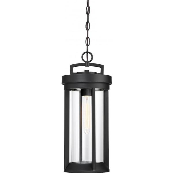 1 Light Aged Bronze Clear Glass Shade Hanging Lantern Fixture