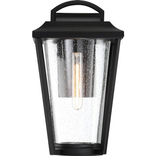 1 Light Aged Bronze Clear Seed Glass Shade Wall Lantern Fixture