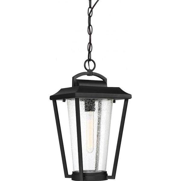 1 Light Aged Bronze Clear Seed Glass Shade Hanging Lantern Fixture