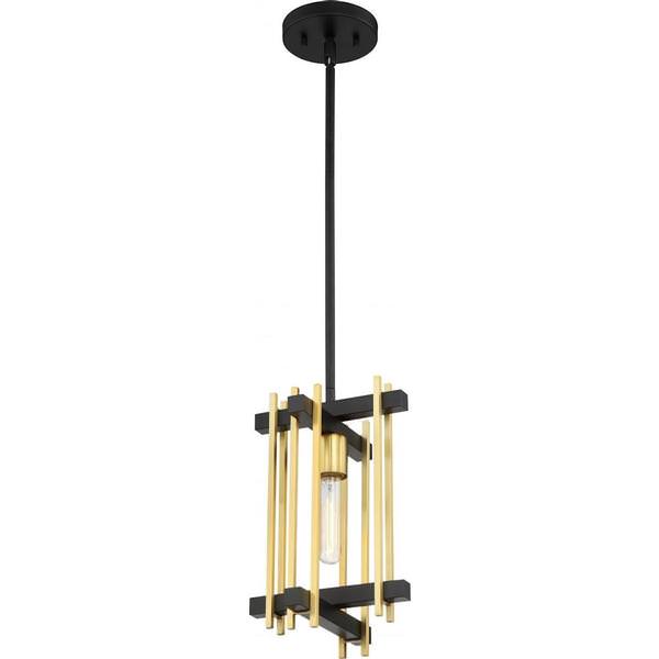 1 Light Aged Bronze with Natural Brass Accents Mini Pendant Light Fixture