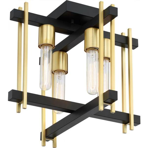 4 Light Aged Bronze with Natural Brass Accents Ceiling Light Fixture