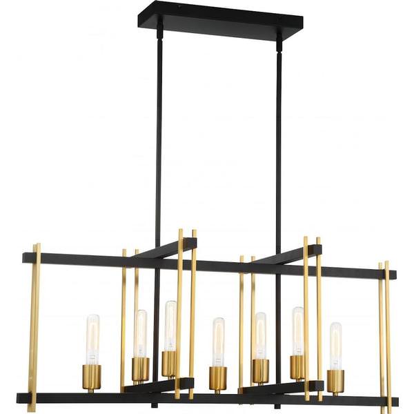 7 Light Aged Bronze with Natural Brass Accents Island Pendant