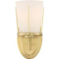 Nuvo Lighting 1 Light Natural Brass Satin White Glass Shade Wall Sconce