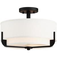 Nuvo Lighting 3 Light Aged Bronze Cream Fabric Shade Semi Flush