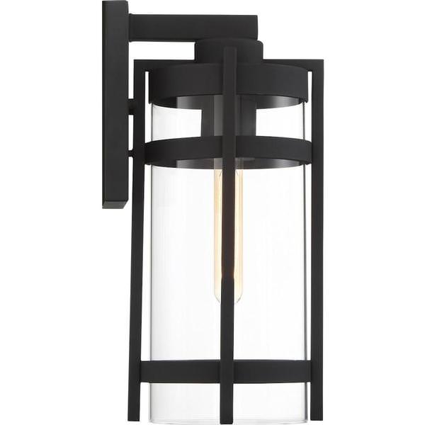 1 Light Textured Black Clear Seeded Glass Shade Large Wall Lantern