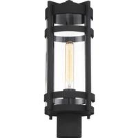 Nuvo Lighting 1 Light Textured Black Clear Seeded Glass Shade Post Top Lantern