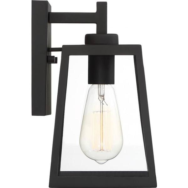 1 Light Matte Black Clear Glass Shade Wall Lantern